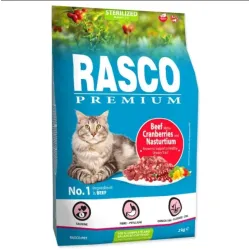 Rasco Premium Macska Száraz Eledel Sterilized Marhahús Áfonyával és Sarkantyúvirággal 2 kg