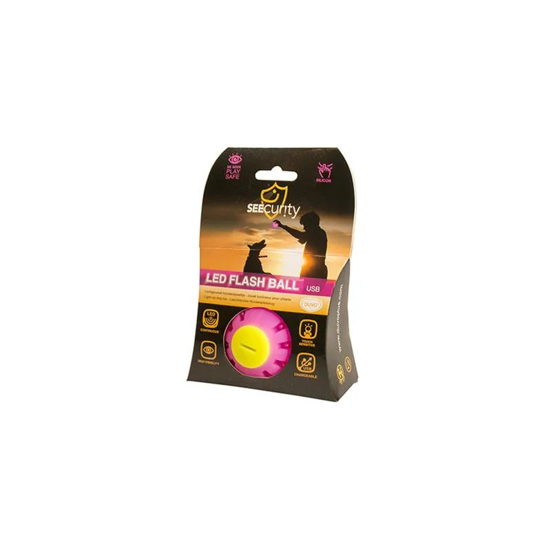 DUVO+ Játék gömb LED szilikonból, világító, rózsaszín, 10 cm