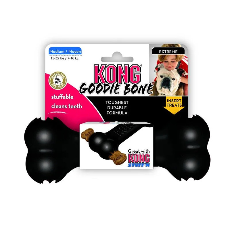 Kong Dog Extreme Csont fekete, természetes gumi, M