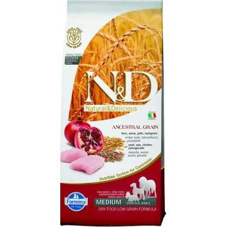 Farmina N&D kutya AG felnőtt, csirke, tönkölybúza, zab és gránátalma 12 kg