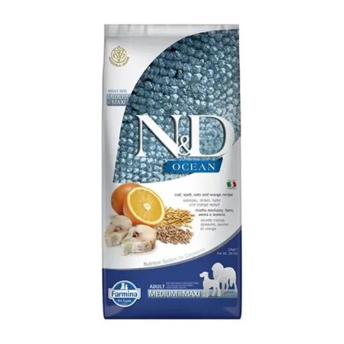 N&D Ocean Adult Medium Maxi Codfish & Orange 12 kg