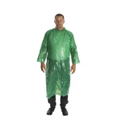 KRUTEX egyszer használatos műanyag köpeny, 130 cm hosszú, zöld