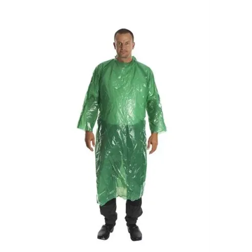 KRUTEX egyszer használatos műanyag köpeny, 130 cm hosszú, zöld