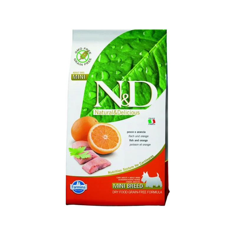 Farmina N&D kutya GF felnőtt mini, hal & narancs 7 kg