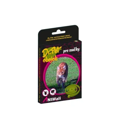 Obojok Dr.Pet pre mačky 43 cm antiparazitárny ČIERNY s repelentným účinkom (tick and flea repellent collar for cats)