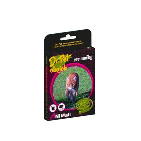 Obojok Dr.Pet pre mačky 43 cm antiparazitárny ČERVENÝ s repelentným účinkom (tick and flea repellent collar for cats)