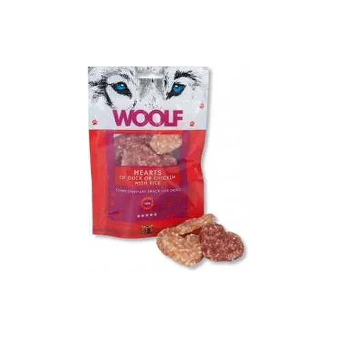 Pamlsok Woolf Dog Duck & Chicken Hearts 100 g