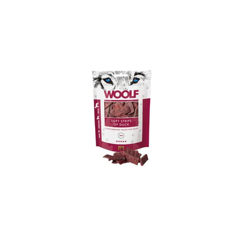 Woolf puha kutyacsemege – kacsa (csíkok) 100 g