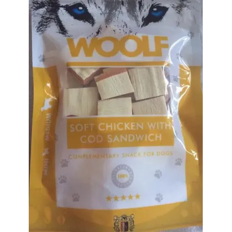 Jutalomfalat Woolf Dog Chicken & Codfish Soft Sandwich 100 g