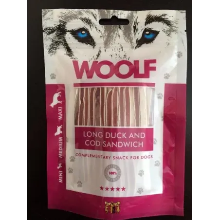 Jutalomfalat Woolf Dog Duck & Codfish Soft Sandwich LONG 100 g