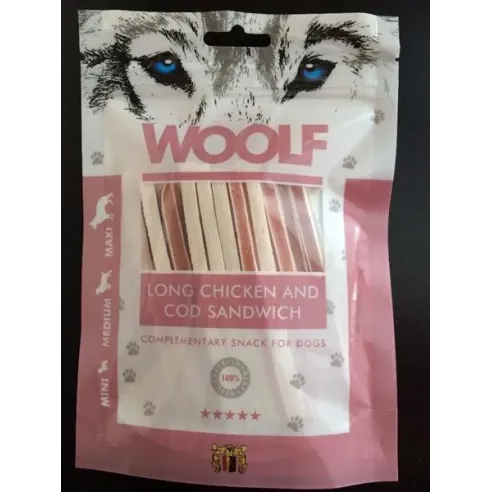 Jutalomfalat Woolf Dog Chicken & Codfish Soft Sandwich LONG 100 g