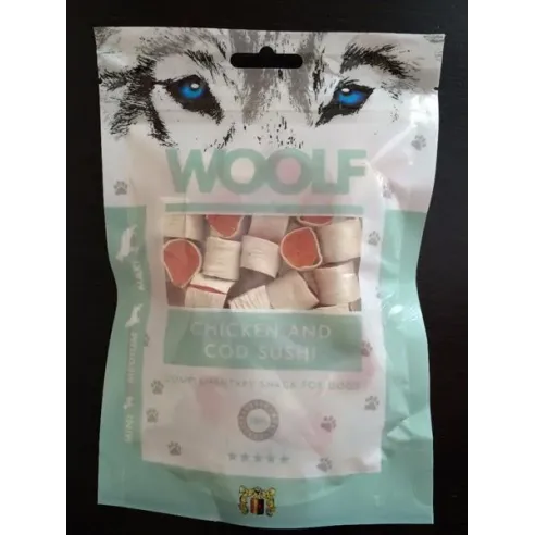 Woolf Dog jutalomfalat – csirke- és tőkehal-sushi, 100 g