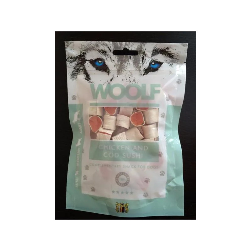 Woolf Dog jutalomfalat – csirke- és tőkehal-sushi, 100 g