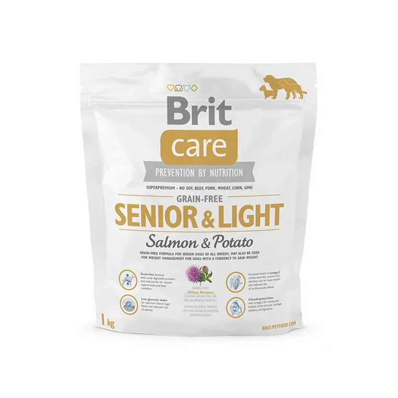 BRIT Care kutya Gabonamentes Senior & Light Lazac & Burgonya 1 kg