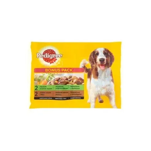 Mars PEDIGREE alutasak kutya ADULT Multipack Marha & nyúl & pulyka sárgarépával szószban 4 x 100 g