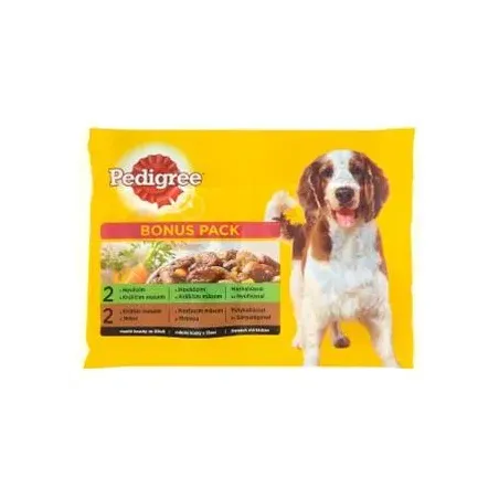 Mars PEDIGREE alutasak kutya ADULT Multipack Marha & nyúl & pulyka sárgarépával szószban 4 x 100 g