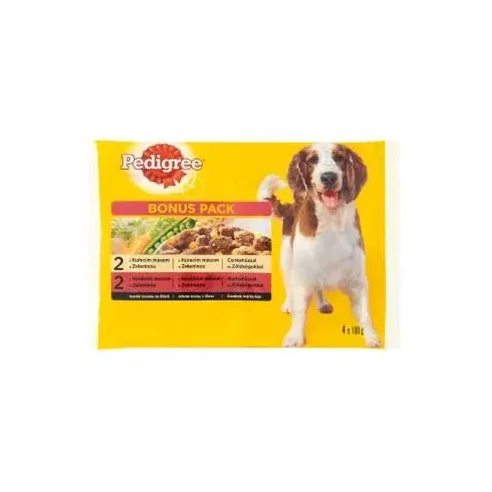 Mars PEDIGREE alutasakos kutya ADULT Multipack csirke&zöldség és marha&zöldség szószban 4 x 100 g