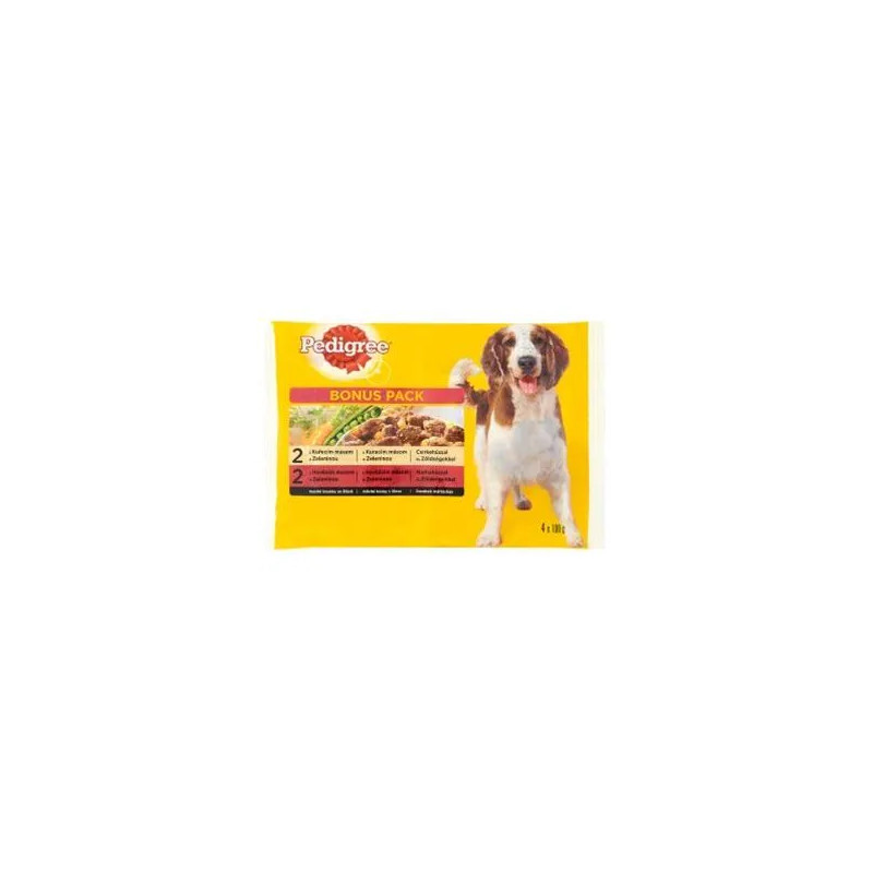 Mars PEDIGREE alutasakos kutya ADULT Multipack csirke&zöldség és marha&zöldség szószban 4 x 100 g