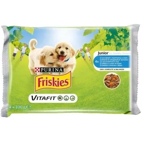 Nestlé Friskies dog Junior csirkével és sárgarépával szószban alutasak 4x100 g