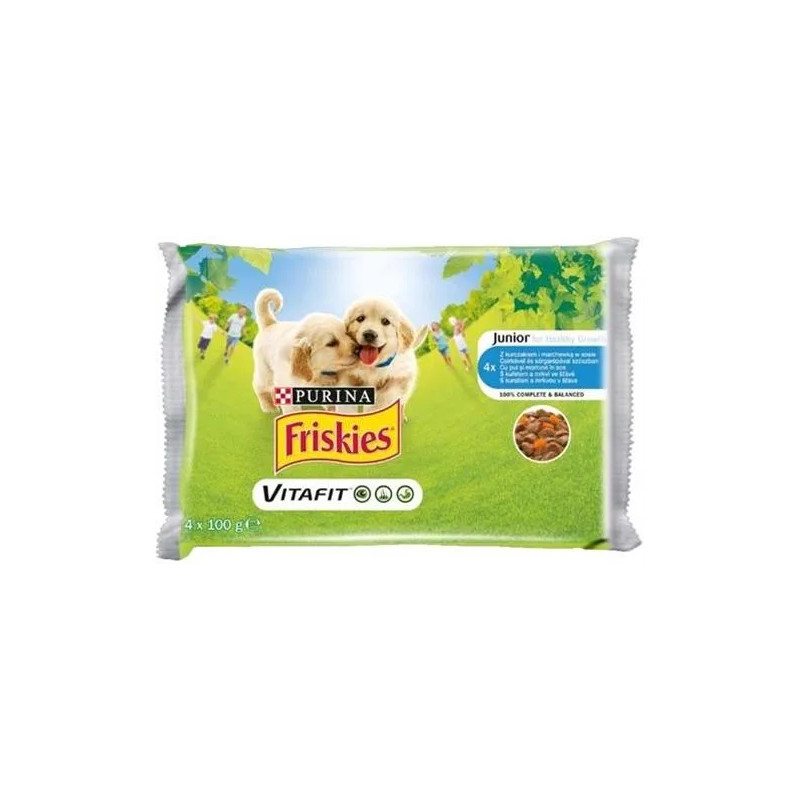 Nestlé Friskies dog Junior csirkével és sárgarépával szószban alutasak 4x100 g