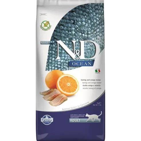 Farmina N&D cat OCEAN (GF) adult, hering & narancs 5 kg