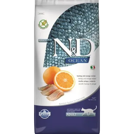 Farmina N&D cat OCEAN (GF) adult, hering & narancs 5 kg