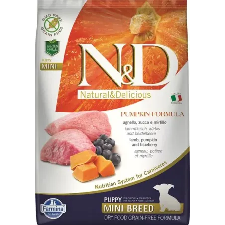 Farmina N&D dog PUMPKIN (GF) puppy mini, lamb & blueberry 7 kg