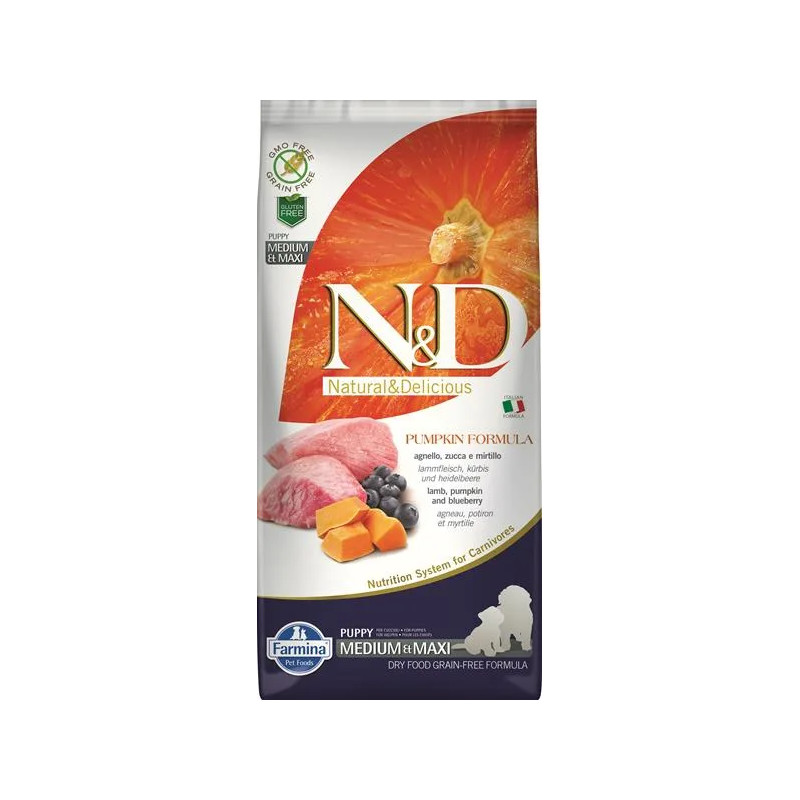 Farmina N&D dog PUMPKIN (GF) puppy medium & maxi, lamb & blueberry 12 kg