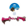 DUVO+ Játék kötél 2 csomóval húzáshoz rózsaszín-szürke-szürke Medium 26 cm