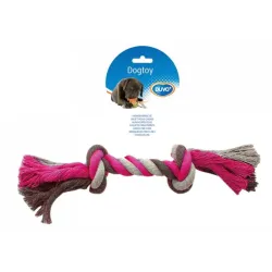DUVO+ Játék kötél 2 csomóval húzáshoz rózsaszín-szürke-szürke Large 35 cm