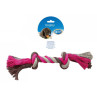 DUVO+ Játék kötél 2 csomóval húzáshoz rózsaszín-szürke-szürke Large 35 cm