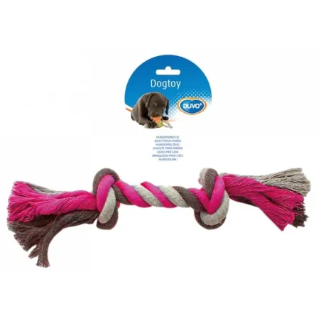 DUVO+ Játék Kötél 2 csomóval húzáshoz rózsaszín-szürke XLarge 37 cm