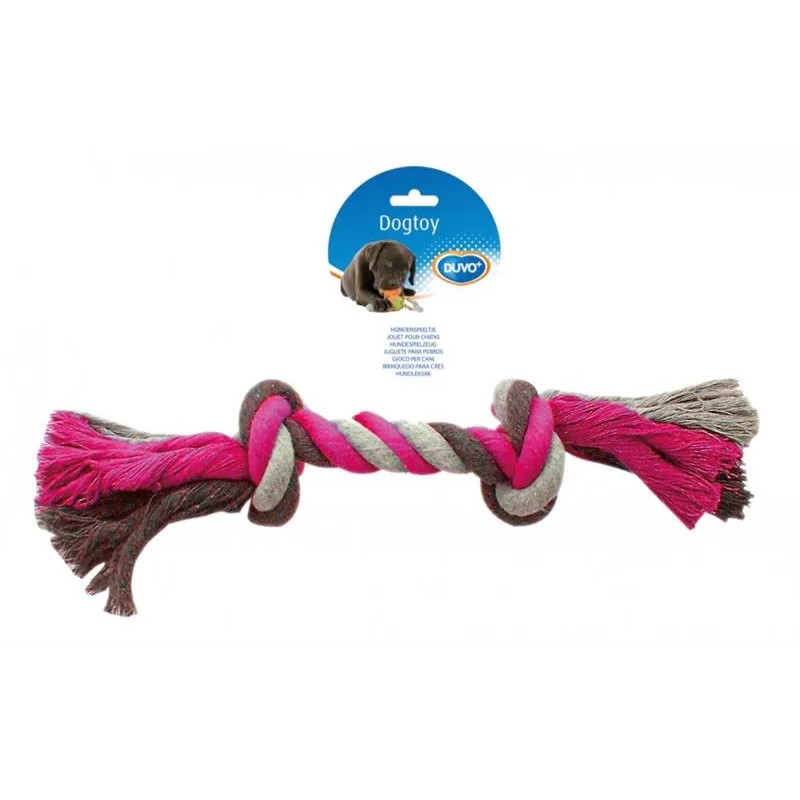 DUVO+ Játék kötél 2 csomóval húzáshoz, rózsaszürke-fehér XXLarge 45 cm