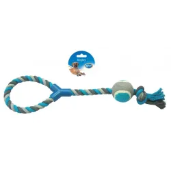 DUVO+ Játék kötéllel és teniszlabdával húzáshoz, pamut, 48 cm