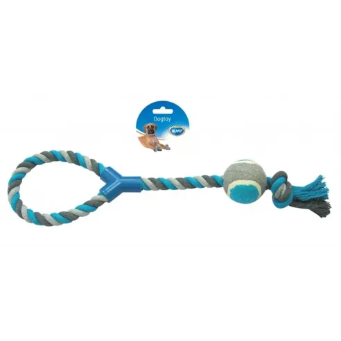 DUVO+ Játék kötéllel és teniszlabdával húzáshoz, pamut, 48 cm