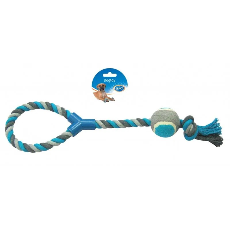 DUVO+ Játék kötéllel és teniszlabdával húzáshoz, pamut, 48 cm