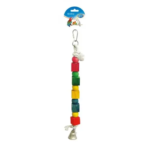DUVO+ játék kötél madaraknak fa kockákkal és csengővel 35 cm