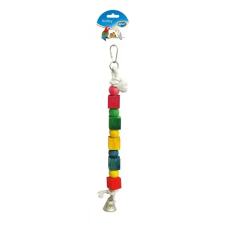 DUVO+ játék kötél madaraknak fa kockákkal és csengővel 35 cm