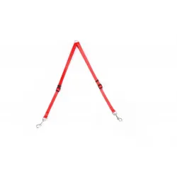 DUVO+ Nylon póráz elosztó két karabinerrel, piros, 40-70 cm/15 mm