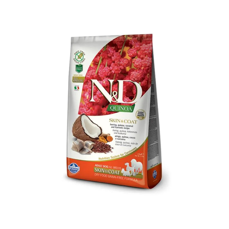 Farmina N&D kutya QUINOA (GF) felnőtt minden fajtának, bőr & szőr, hering 2,5 kg