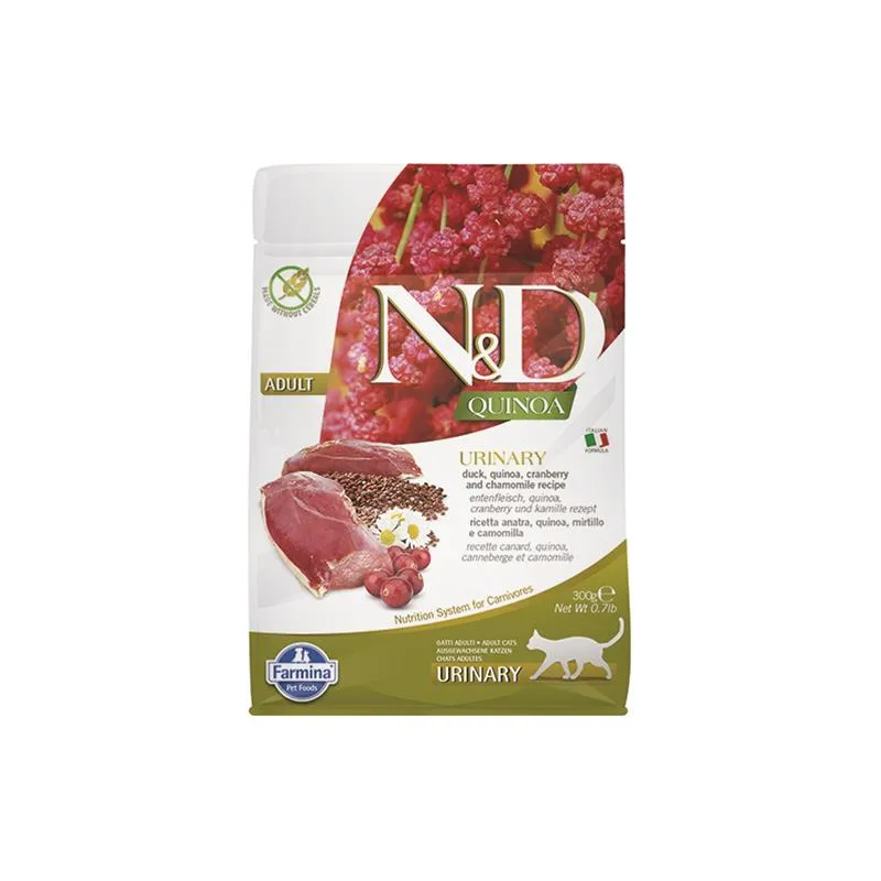 Farmina N&D macska QUINOA (GF) felnőtt, húgyúti, kacsa & áfonya 0,3 kg
