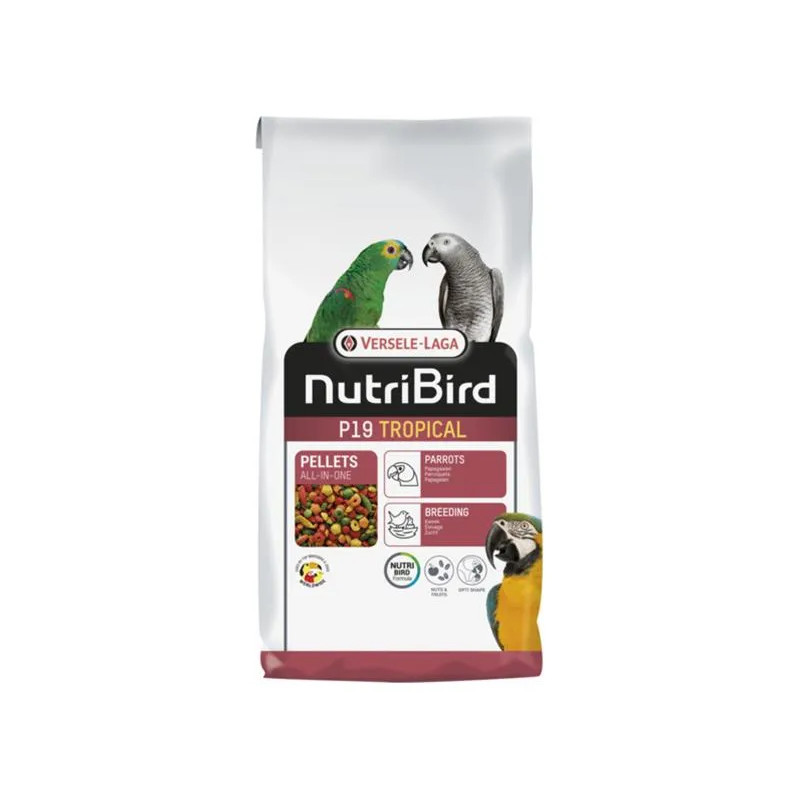 VL NutriBird P19 Tropical - extrudált eledel nagy papagájok tenyésztésére, párzásra és fokozott igénybevételre trópusi gyümölcsö