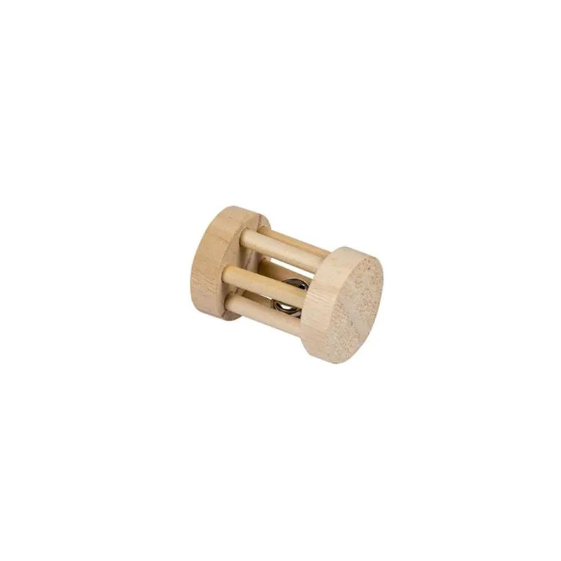 DUVO+ Játék fa henger csengővel rágcsálóknak 3,5 x 5 cm