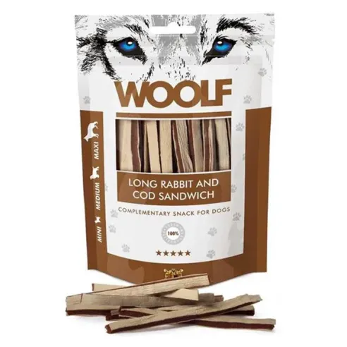 Woolf Dog Soft Nyúl és Pollock Szendvics HOSSZÚ 100g