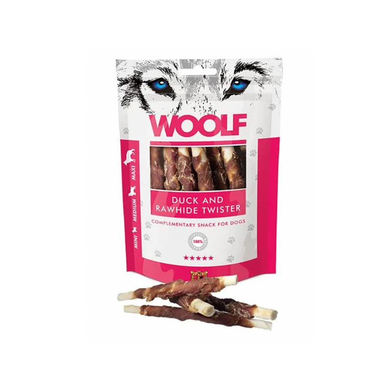 Woolf Dog Duck and Rawhide Twister 100g