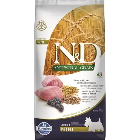 Farmina N&D dog AG adult mini, lamb, spelt, oats & blueberry 7 kg