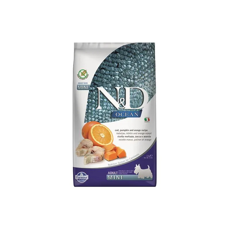 Farmina N&D kutya OCEAN PUMPKIN (GF) felnőtt mini, tőkehal & narancs 2,5 kg