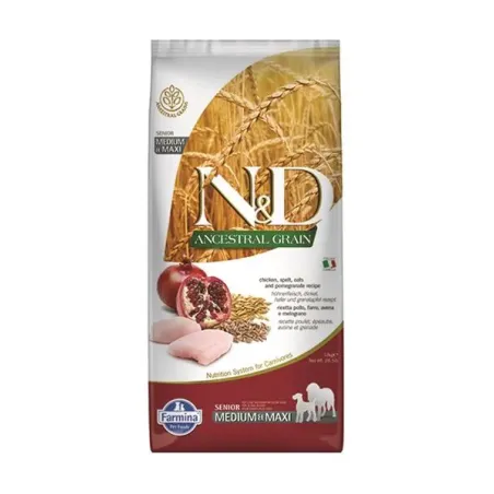 Farmina N&D dog AG senior medium & maxi, chicken, spelt, oats & pomegranate 12 kg