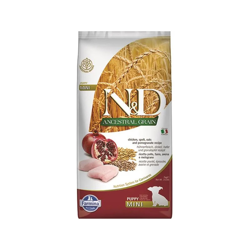 Farmina N&D dog AG puppy mini, chicken, spelt, oats & pomegranate 7 kg