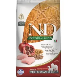 Farmina N&D kutya AG senior medium & maxi, csirke, tönkölybúza, zab és gránátalma 2,5 kg